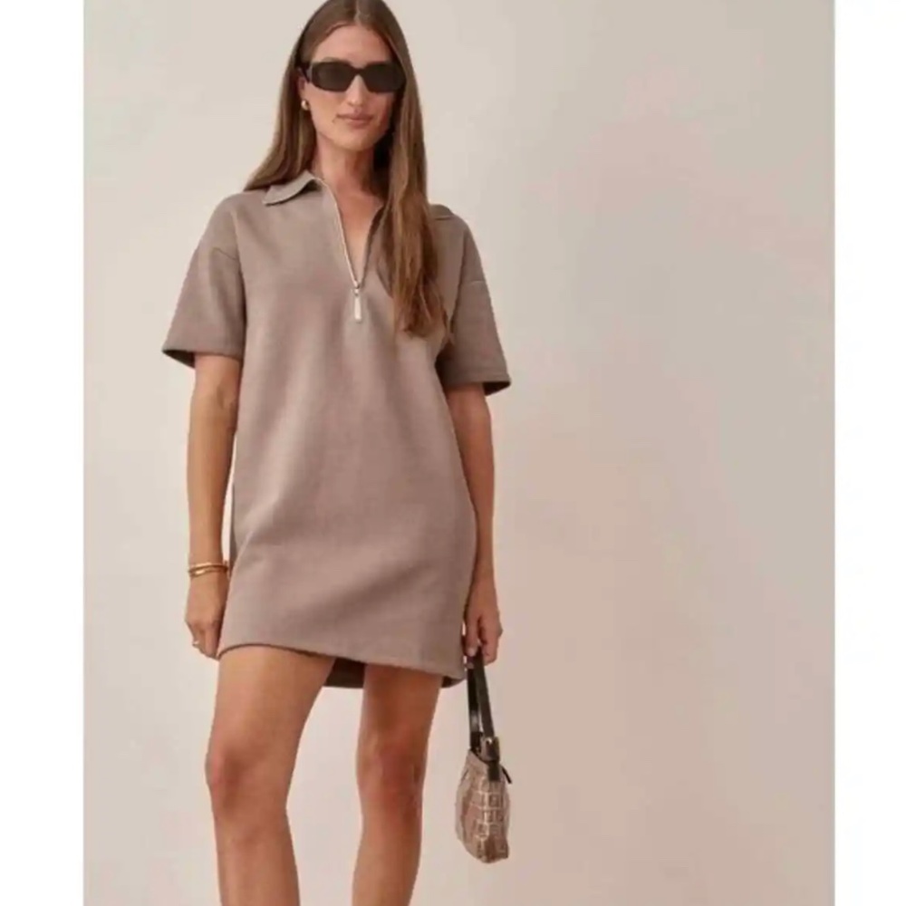 Reformation Hampton Sweat Dress in Clay